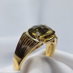 Men's Gold Olive Quartz Ring